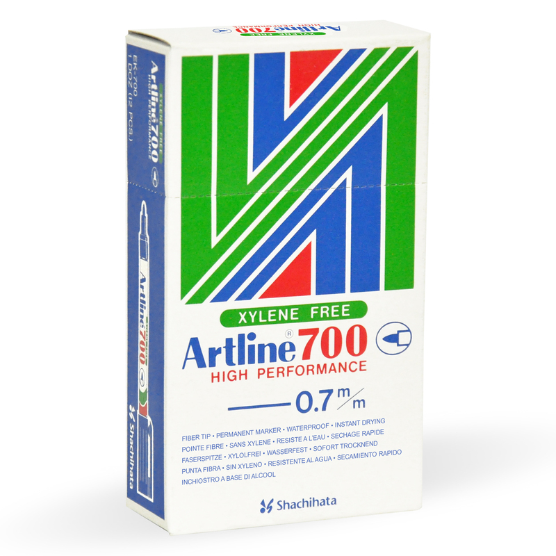 Artline 12-Piece 700 Acrylic Fibre Tip Bullet Style Permanent Marker Set, Blue