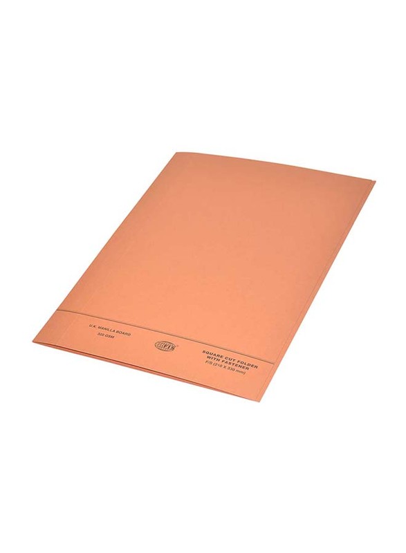 FIS Square Cut Folders with Fastener, 320GSM, F/S Size, 50 Pieces, FSFF7FOR, Orange
