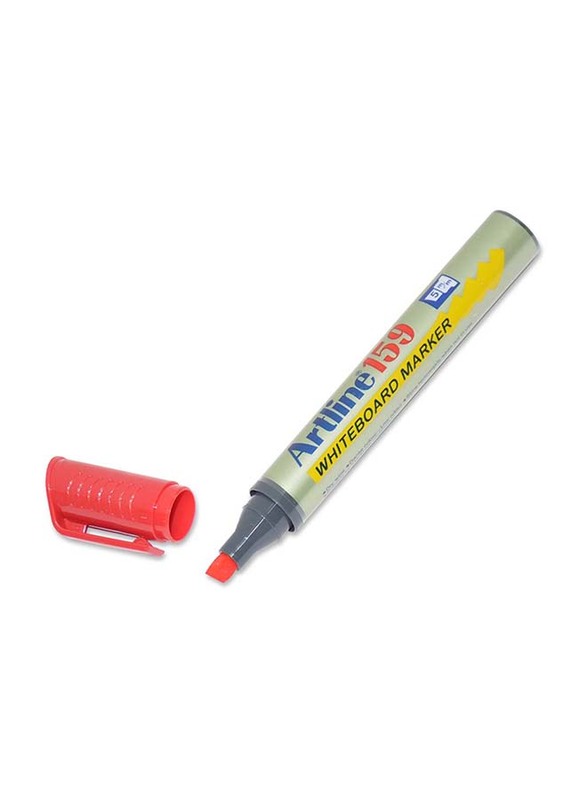 Artline 12-Piece 159 White Board Marker Set, Chisel Style Nib, 2.0-5.0mm, Red