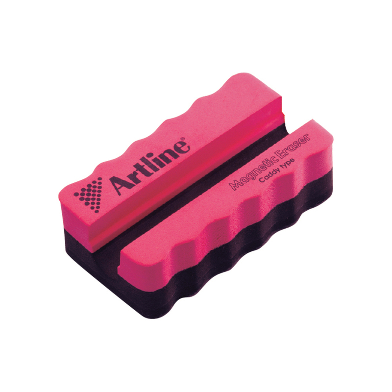 Artline Caddy Type White Board Magnetic Eraser, Pink/Black