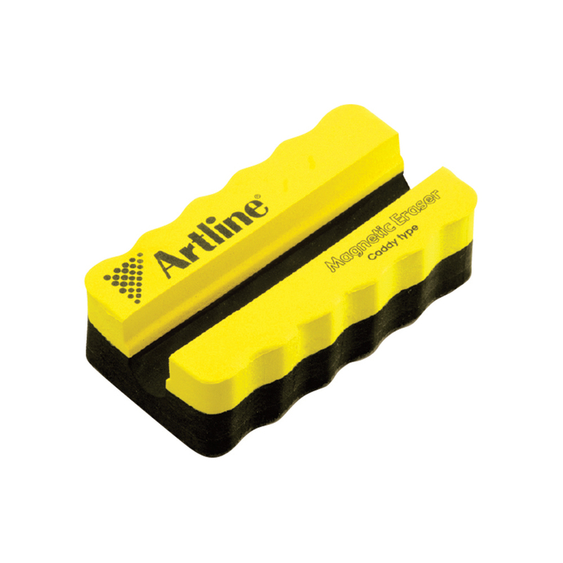 Artline Caddy Type White Board Magnetic Eraser, Yellow/Black