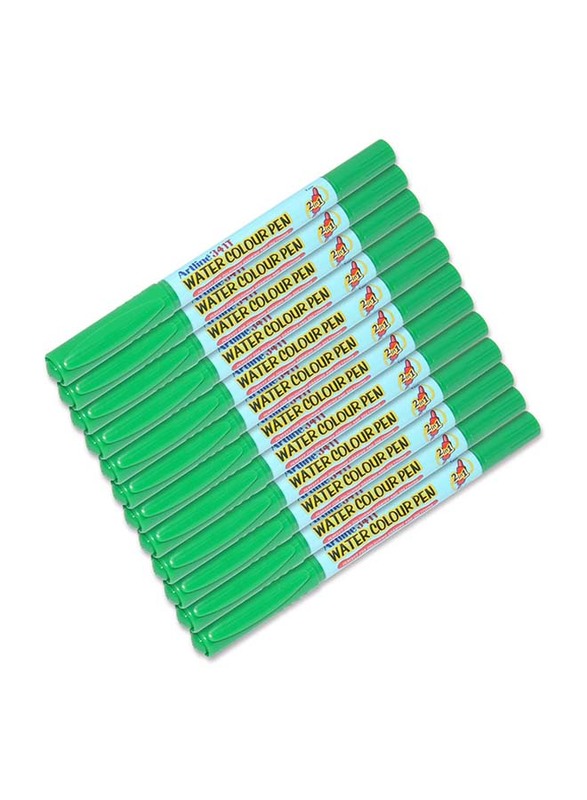 Artline 12-Piece 341T Twin Water Colour Marker Set, 1.0-0.4mm, Green