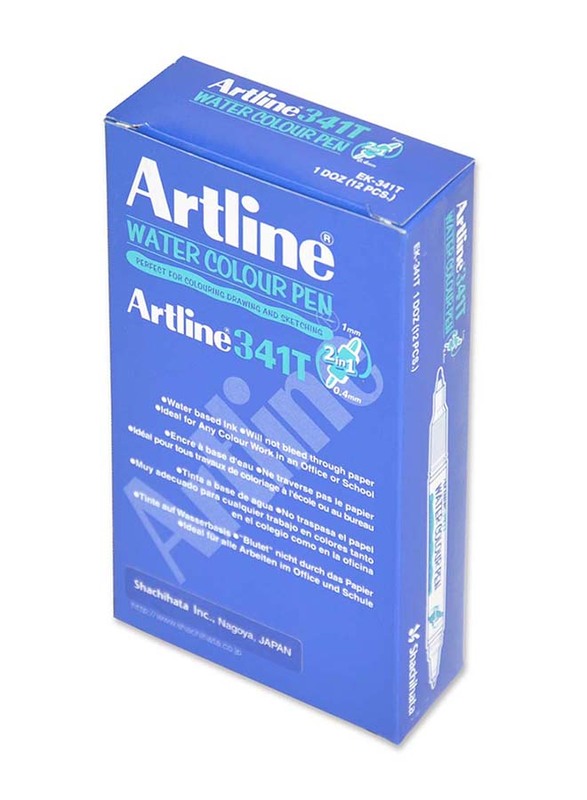 Artline 12-Piece 341T Twin Water Colour Marker Set, 1.0-0.4mm, Lime Green