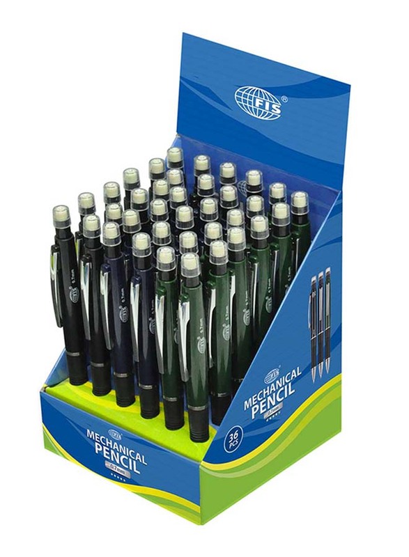 FIS 36-Pieces Mechanical Pencils Set, 0.7mm, FSMP-03, Black/Green