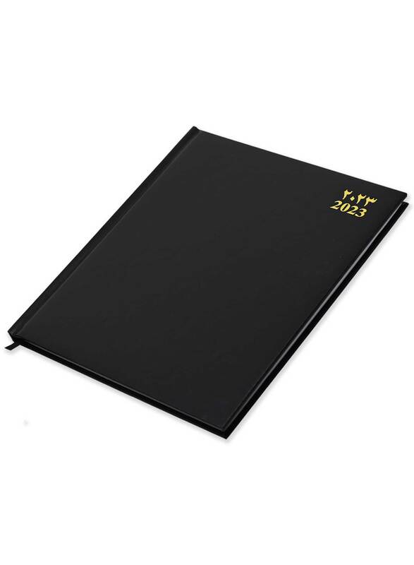 

FIS 2023 Arabic/English/French Executive Diary with 1-Week at a Glance and 1-Side Padded Vinyl Cover, 128 Sheets, 70 GSM, FSDI34AE23BK, Black