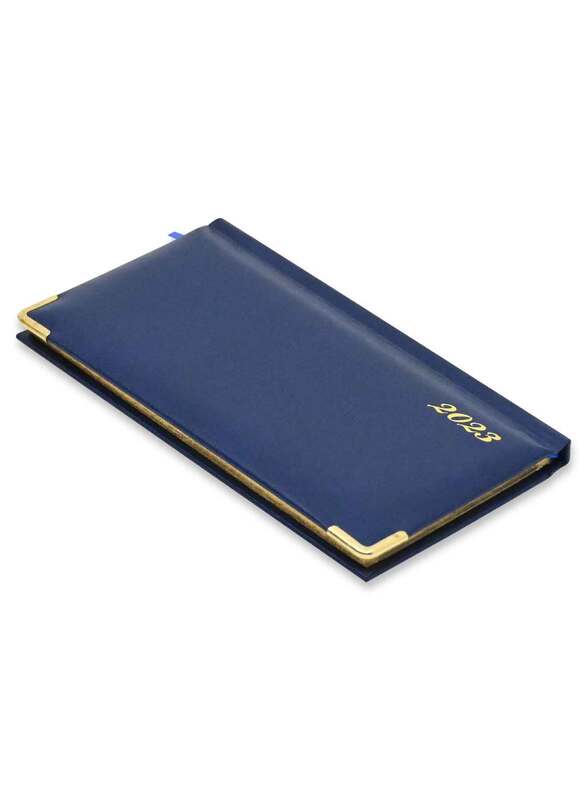 

FIS 2023 English Golden 1 Side Padded Slim Diary with Vinyl Cover, 128 Sheets, 60 GSM, FSDI52EG23BL, Blue