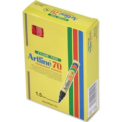 Artline 12-Piece 70 Acrylic Fibre Tip Bullet Style Permanent Marker Set, Red