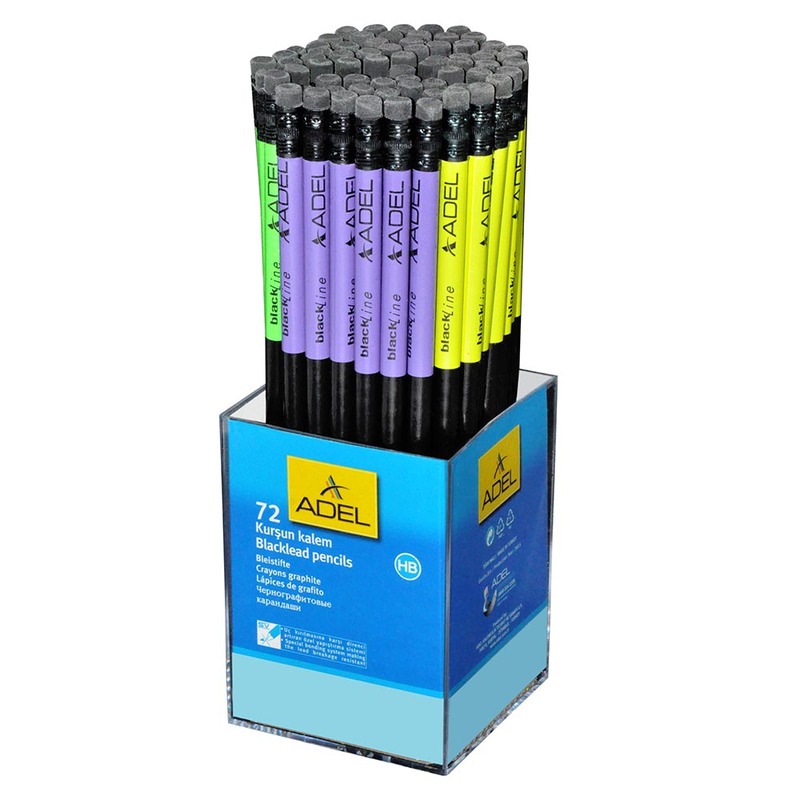 Adel 72-Piece Blackline Blacklead Pencil Set, Black