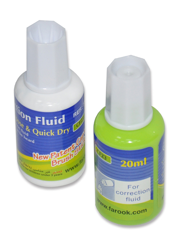 FIS 12-Piece Correction Fluid Set with Thinner Bottle, 20ml, FSCF23, Multicolour