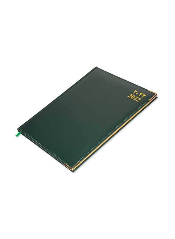 

FIS Golden Executive 2022 1-Week At A Glance Arabic/English/French Notebook, 128 Sheets, 70 GSM, FSDI35AEG22GR, Green