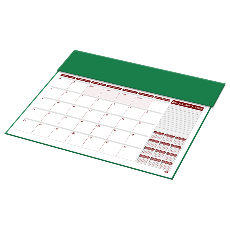 

FIS 2023 English/French PVC Desk Blotter Year Planner, FSDK2EF23GR, Green