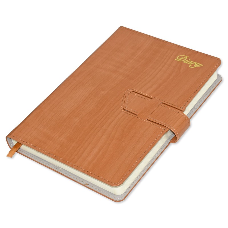 

FIS 2023 English Vinyl Hard Sewn Cover Diary, 384 Sheets, 70 GSM, A5 Size, FSDI80E23BR, Brown