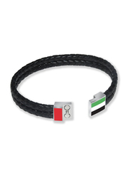 FIS Genuine Leather Braided Bracelet Unisex, FSCLBRACELET, Black