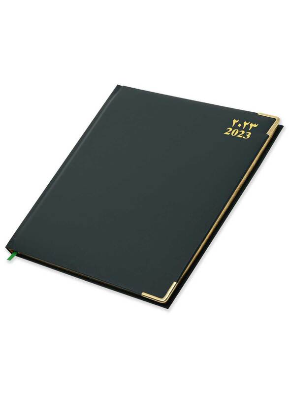 

FIS 2023 Arabic/English/French Golden Executive Diary with 1-Week at a Glance, 128 Sheets, 70 GSM, FSDI32AEG23GR, Green