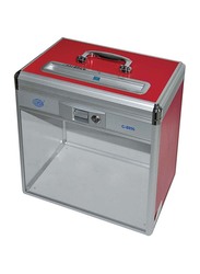 FIS Aluminium Ballot Box, 350 x 200 x 380mm, FSOTW-B096, Silver/Red
