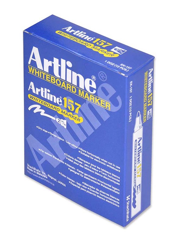 Artline 12-Piece 157 Refill White Board Marker Set, Bullet Style Nib, 2.0mm, Green