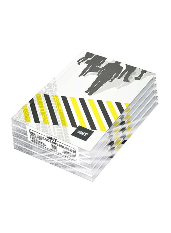 Light 5-Piece Hard Cover Notebook, Single Line, 100 Sheets, A4 Size, LINBA41801, Multicolour