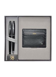 Scrikss 3-Pieces DR208 Wallet + Ball Pen + Fountain Pen Special Gift Sets for Men, OSGT64631, Black