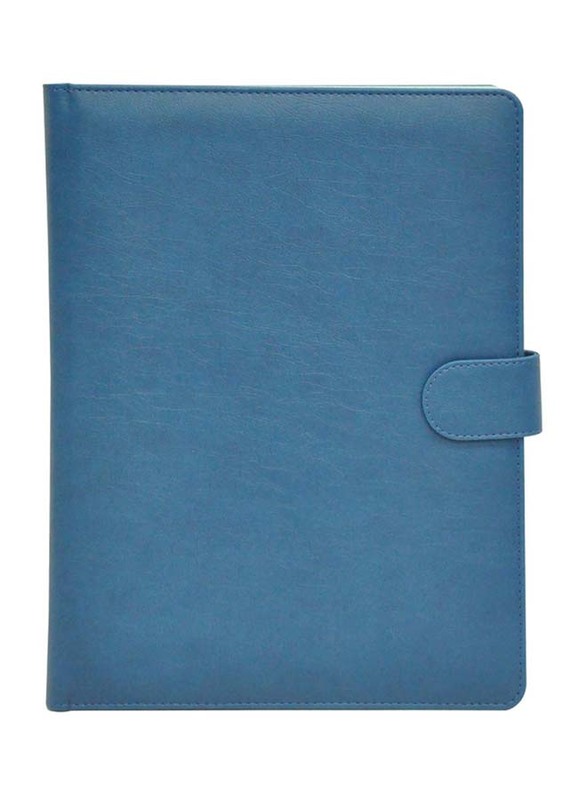 FIS Executive Italian PU Cover Folder with Writing Pad and Gift Box, Single Ruled Ivory Paper, 24 x 32cm Size, 80 Sheets, FSGT2535PUVBL, Blue