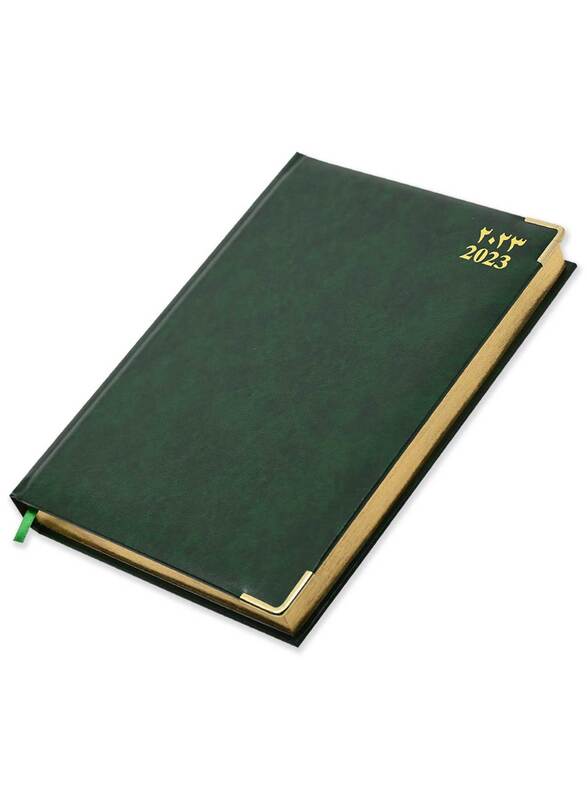 

FIS 2023 Arabic/English Golden Executive Daily Diary, 384 Sheets, 70 GSM, FSDI88AEG23GR, Green