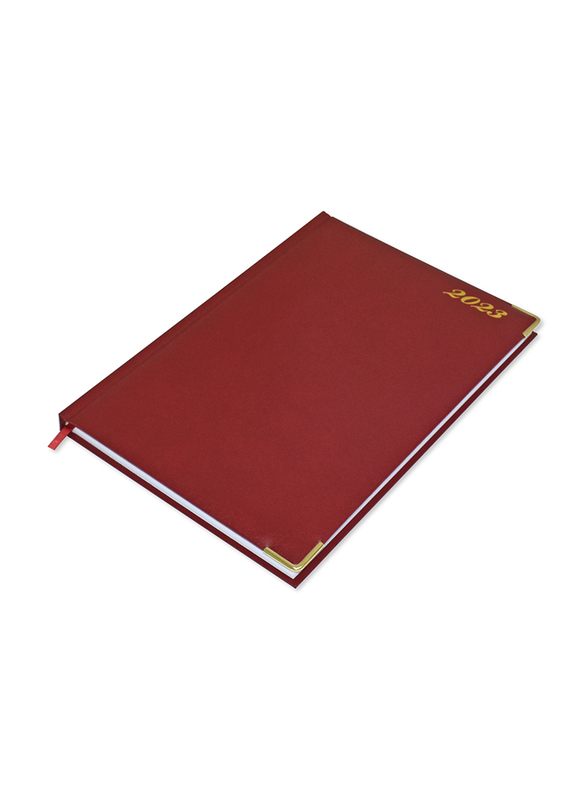 

FIS 2023 Vinyl 1-Side Padded Gold Corners English Diary, A4 Size, FSDI48EG23MR, Maroon