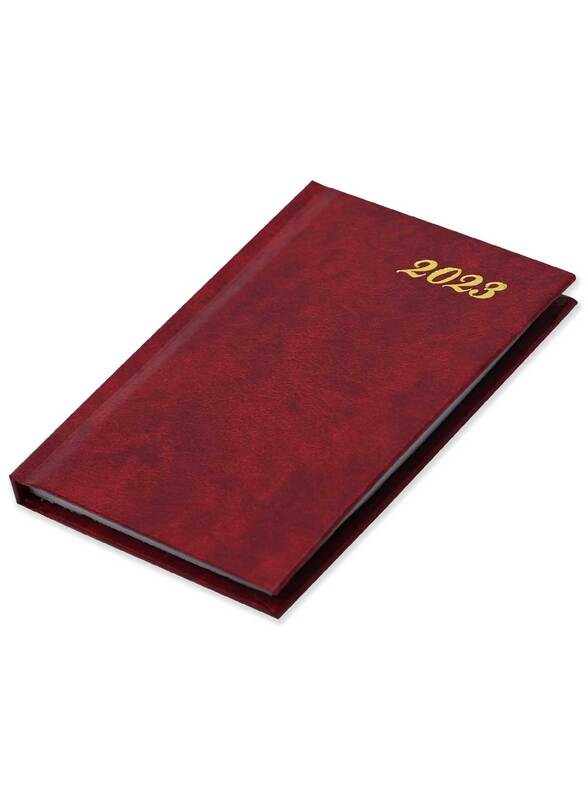 

FIS 2023 English Week View Pocket Diary with Vinyl Hard Cover, 128 Sheets, 60 GSM, FSDI12EN23MR, Maroon