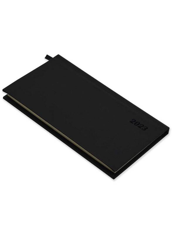 

FIS 2023 English Slim Italian PU Diary with Hard Cover, 128 Sheets, 70 GSM, FSDI57E23BK, Black
