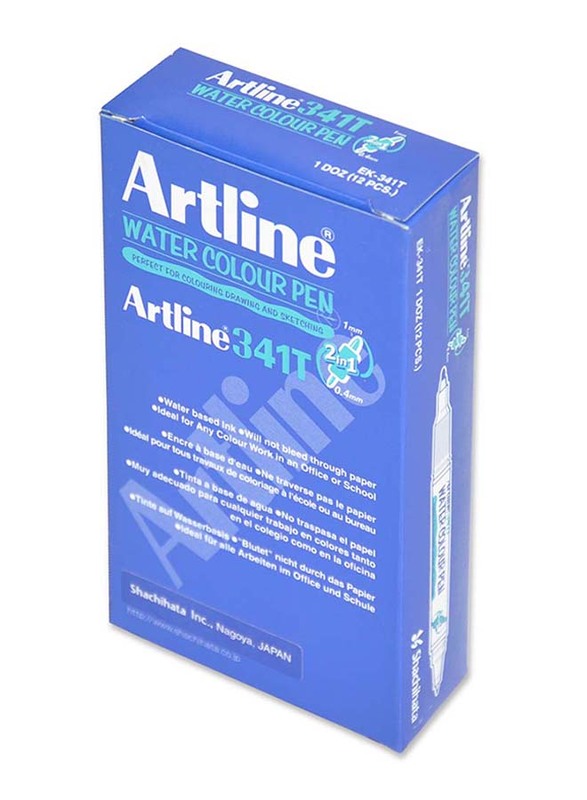 Artline 12-Piece 341T Twin Water Colour Marker Set, 1.0-0.4mm, Pink