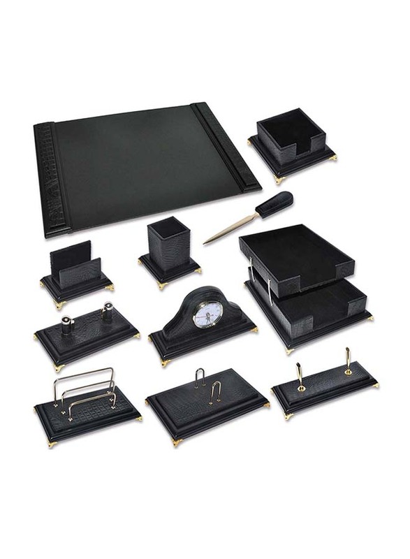 

FIS PU Desk Set, 11 Pieces, FSDSW658, Black