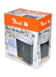 Peach Strip Cut Paper Shredder, 8 Sheets, 15 Litre Bin Volume, PHTXPS400-18, Black/Silver