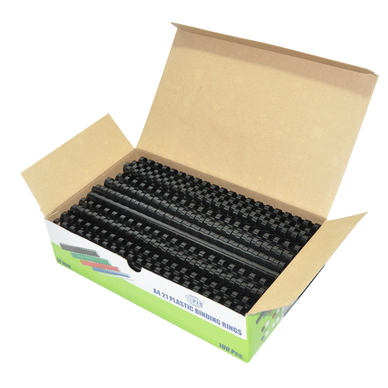 

FIS 14mm Plastic Binding Rings, 110 Sheets Capacity, 100 Pieces, FSBD14BK, Black