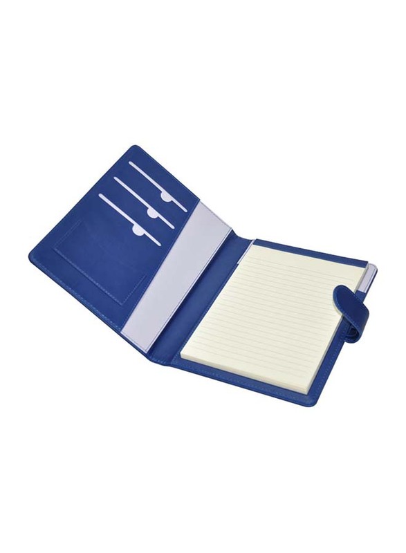 FIS Executive Italian PU Folder Cover with Writing Pad and Gift Box, Single Ruled Ivory Paper, 18 x 23 cm Size, 80 Sheets, FSGT1823PUWBL, Blue