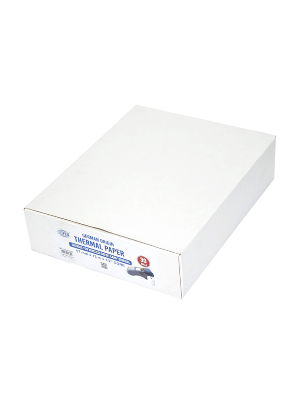 FIS 30-Piece Thermal Paper Roll, 5.7 x 1300 x 1.2cm, FSFX57X13M, White