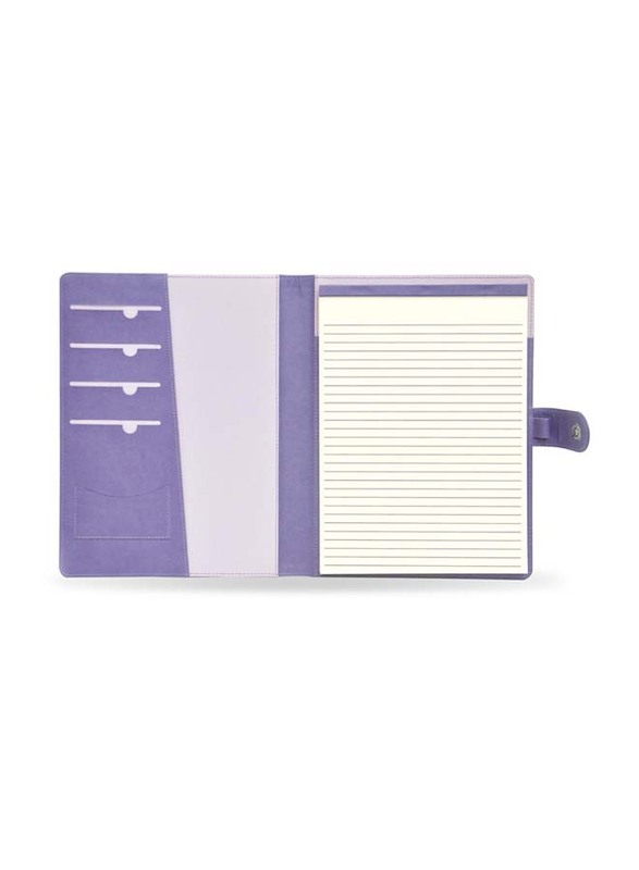 FIS Executive Italian PU Cover Folder with Writing Pad and Gift Box, Single Ruled Ivory Paper, 24 x 32cm Size, 80 Sheets, FSGT2535PUVPU, Purple