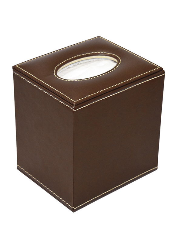 FIS Small Square Corner Tissue Box, FSDSSTBOX, Brown