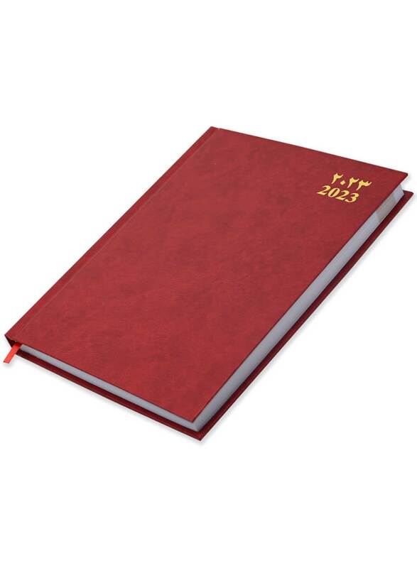

FIS 2023 Arabic/English Vinyl Hard Cover Agenda Diary, 400 Sheets, 60 GSM, FSDI75AEV23RE, Red