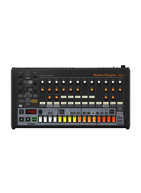 

Behringer Classic Analog Drum Machine with 16 Drum Sounds, 64 Step Sequencer, Wave Designer and Dual-Mode Filter, RD8, Black