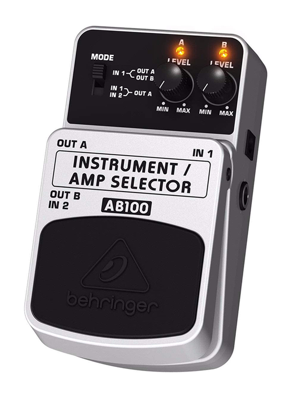 

Behringer AB100 2-Mode Instrument/Amplifier Selector Footswitch Pedal for Electric Guitar or Bass, Black/White