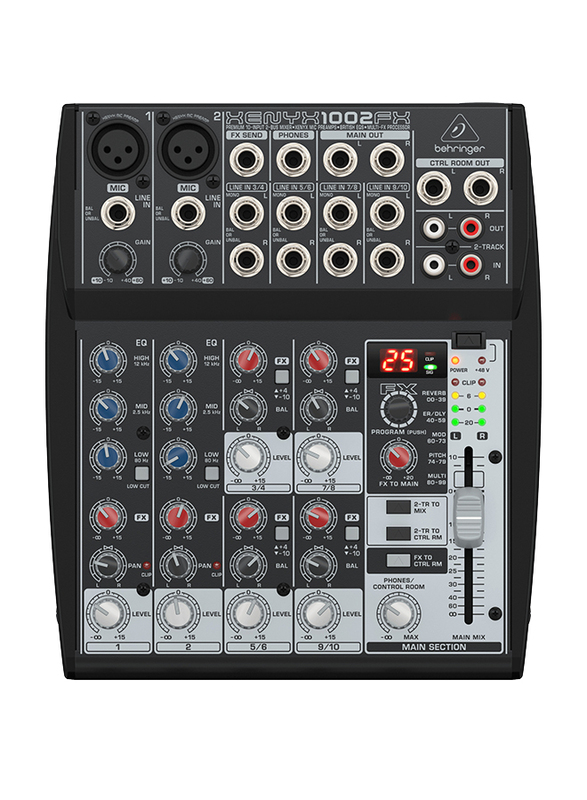 

Behringer Premium 10-Input 2-Bus Mixer with XENYX Mic Preamps, British EQs and Multi-FX Processor, XENYX 1002FX, Black