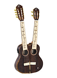 Ortega Hydra-ZS Custom Built Series Double Neck Ukulele, Maple Fingerboard, Natural