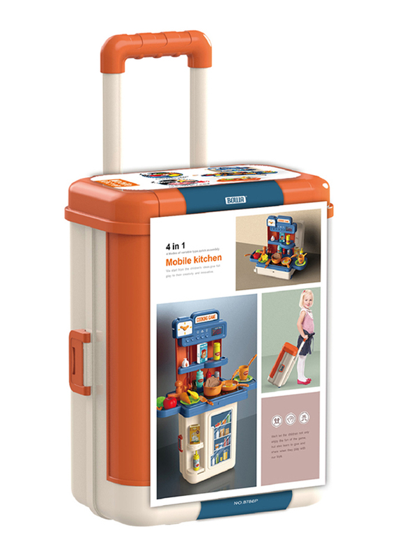 

Bowa 4 in 1 Dinnerware Trolley Box with Light and Sound Meters Mobile Kitchen Set, Ages 3+
