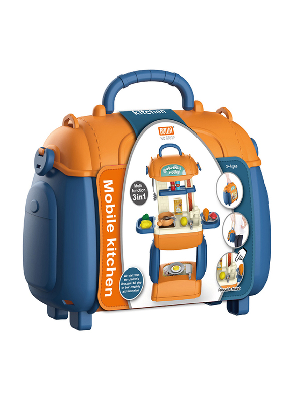 

Bowa 3 in 1 Multifunction Luxury Messenger Mobile Kitchen Set, Orange/Blue, 31 Pieces, Ages 3+