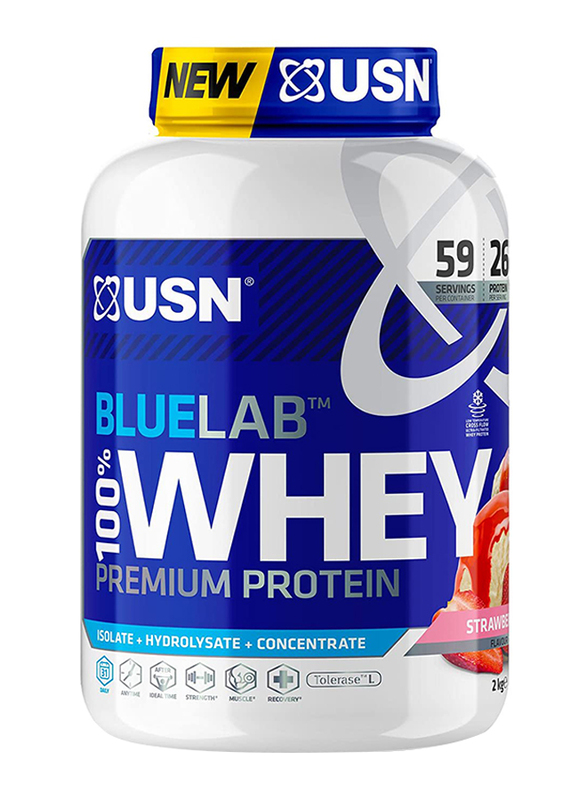 

USN Blue Lab Whey 100% Premium Protein Shake, 2 KG, Strawberry