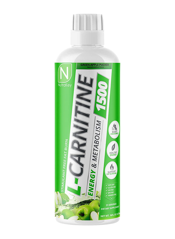 

Nutrakey L-Carnitine 1500, 473ml, Green Apple