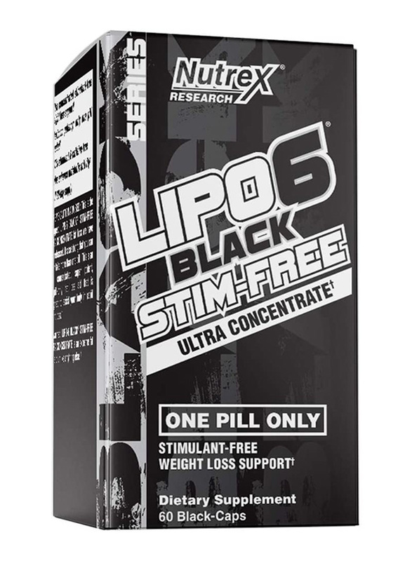 

Nutrex Research Lipo 6 Black Stim-free Ultra Concentrate Dietary Supplement, 200gm, 60 Black Capsules