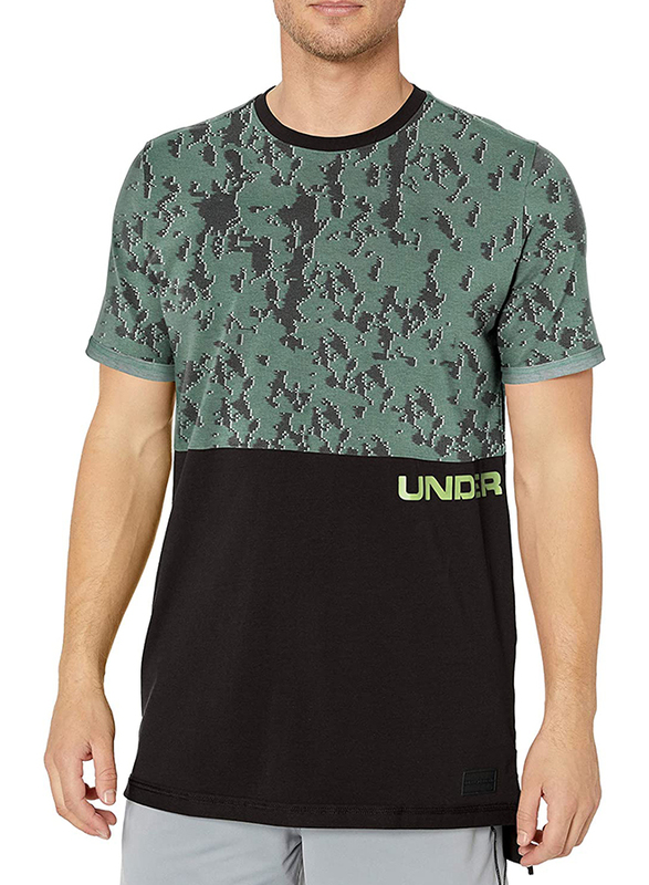 

Under Armour Pursuit Printed T-Shirt for Men, L, Black/Lumos Lime