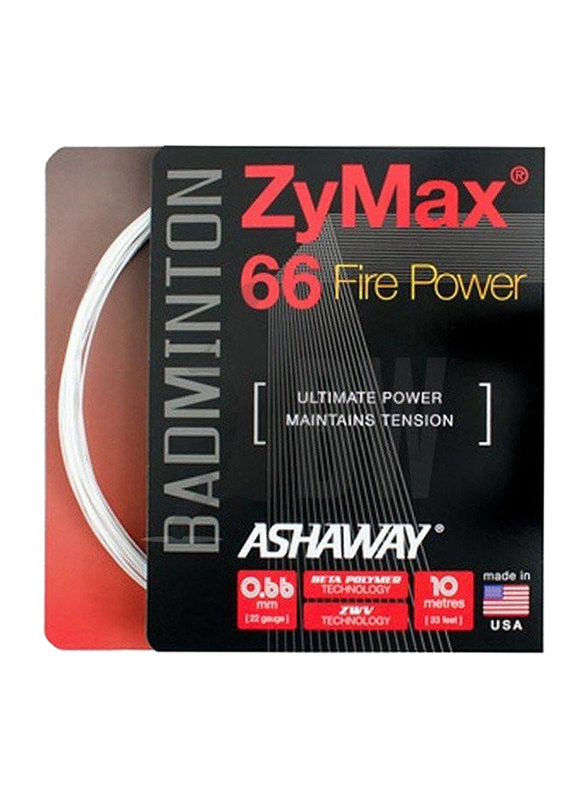 

Ashaway ZyMax 66 Fire Badminton String, 0.66mm, White