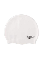 Speedo Plain Flat Silicone Cap, 8709910010, Size 1, White