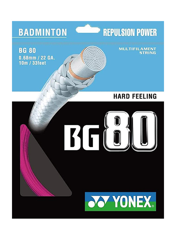 

Yonex BG 80 Badminton String, 0.68 mm, Neon Pink