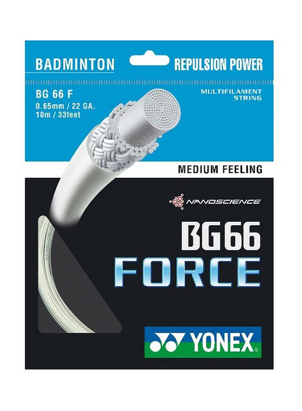 

Yonex 0.65mm BG66 Force Nylon Badminton String, 10m, White